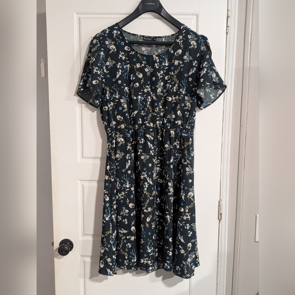 Mikarose Black Floral Midi Dress